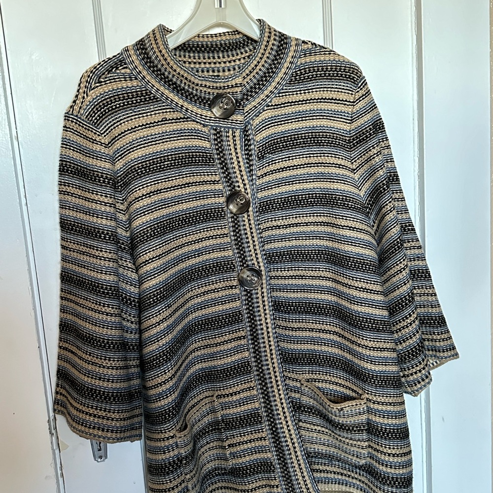 Striped Women's Sweater - Black and Cream